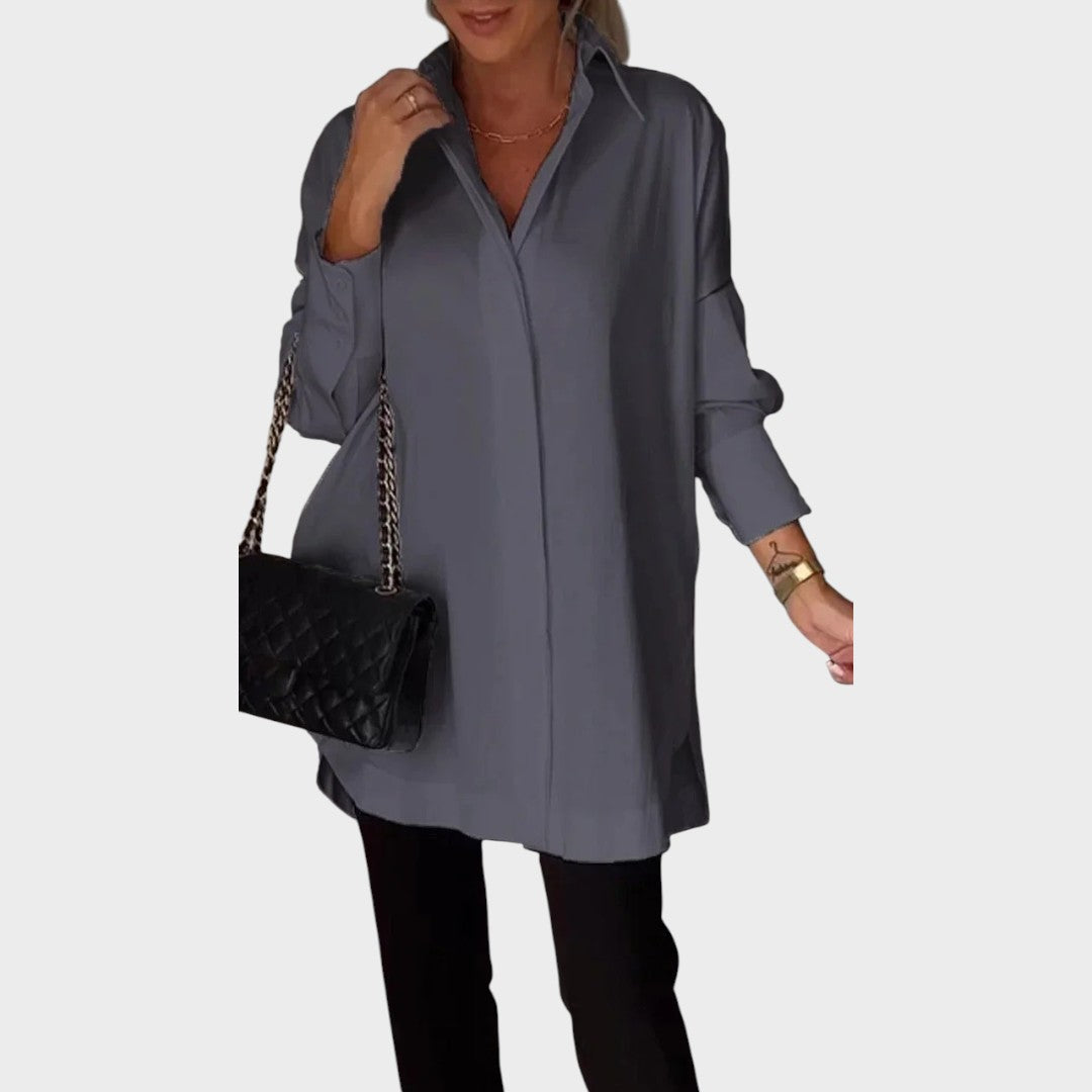 Camisa Mujer Oversize Con Cuello Clásico – Estilo Elegante y Ligero