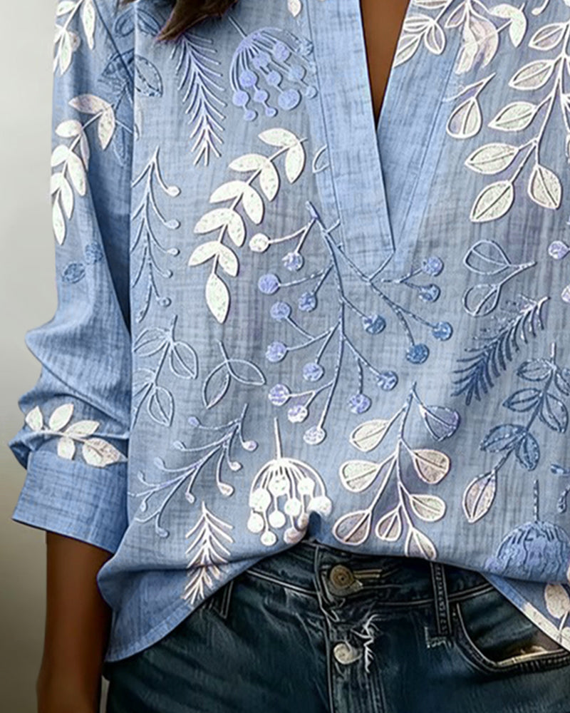 Blusa Floral de Algodón Mujer – Corte Regular Elegante para Verano