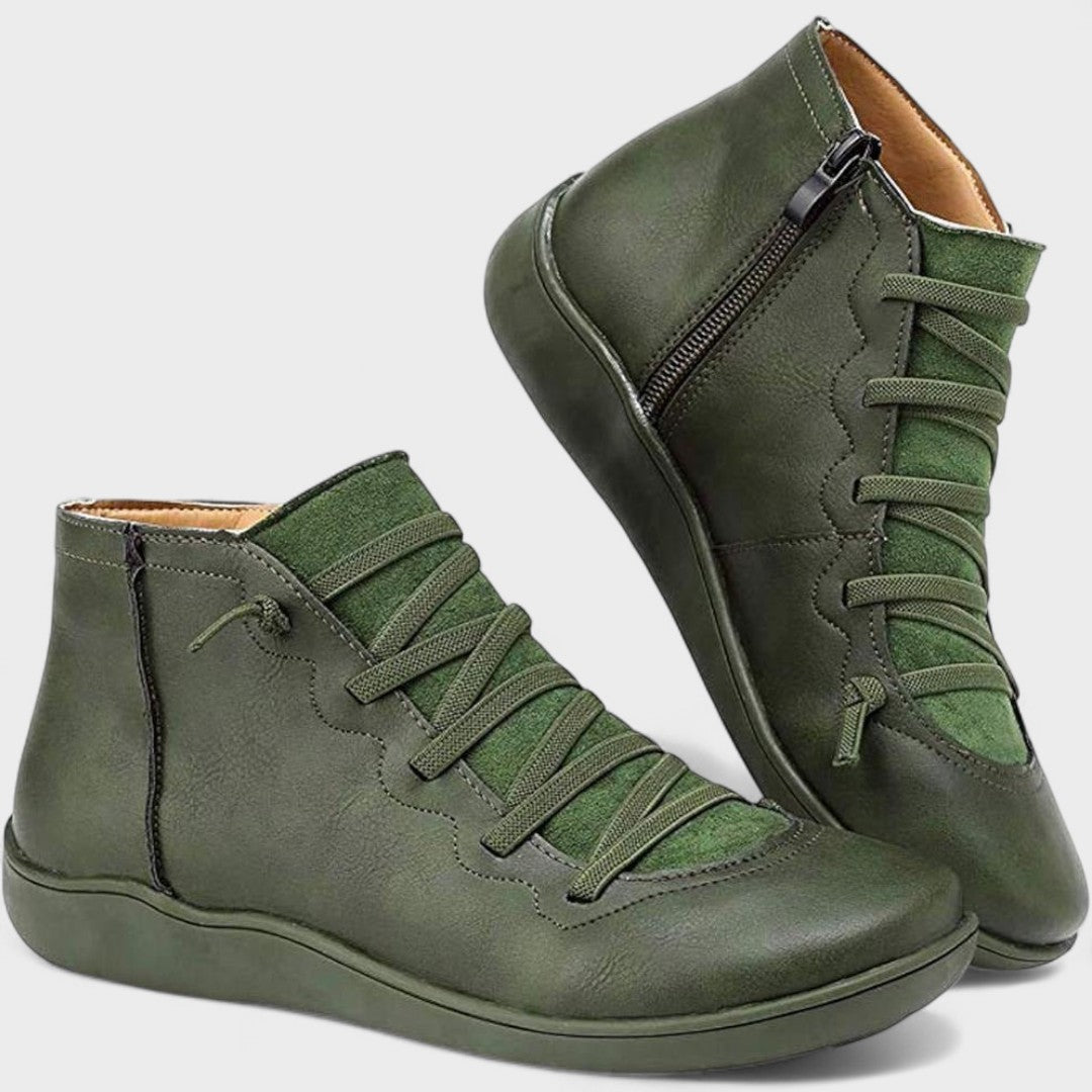 Botines mujer con cordones y cremallera lateral – estilo casual cómodo diario