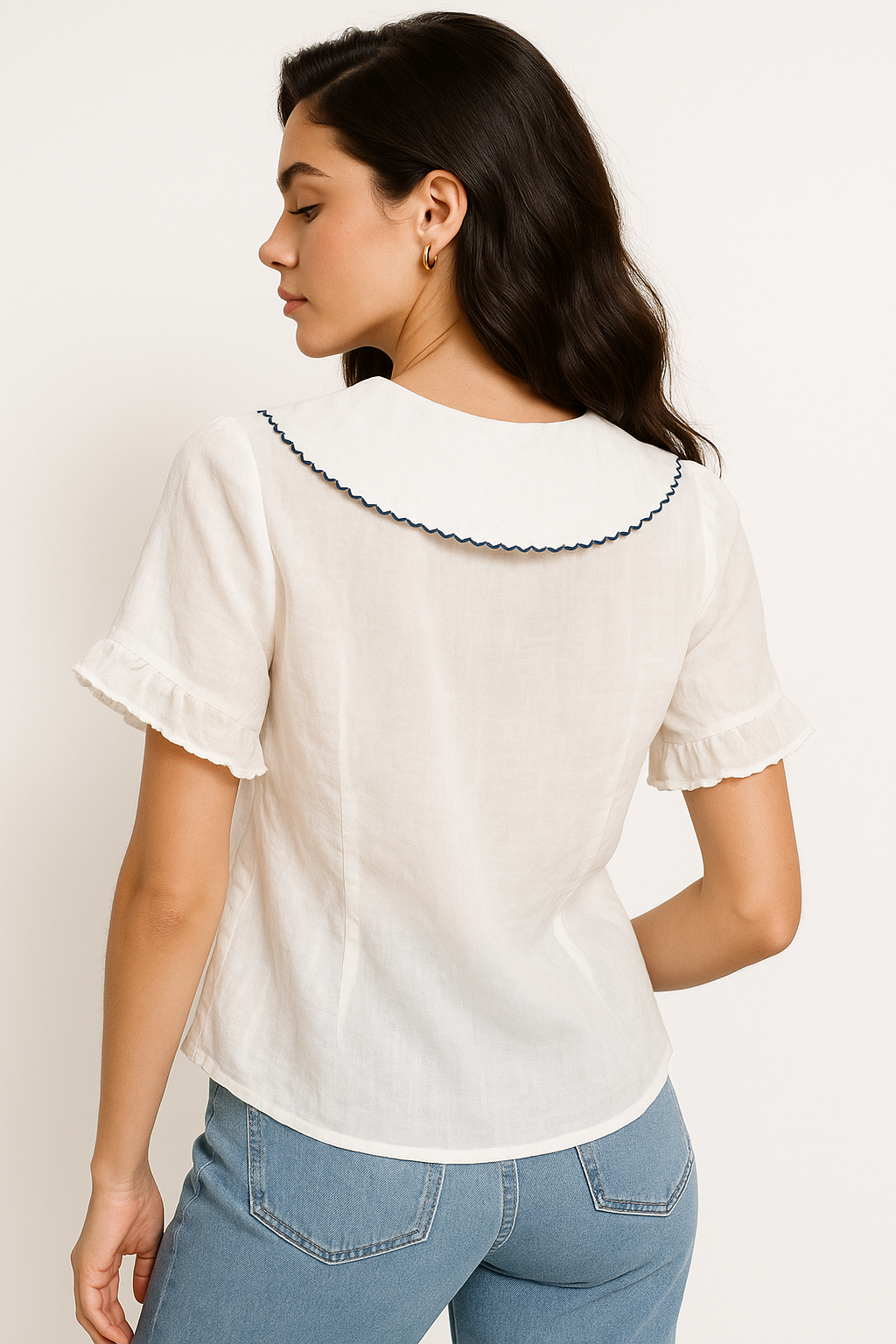 Camisa con Cuello de Muñeca Vintage