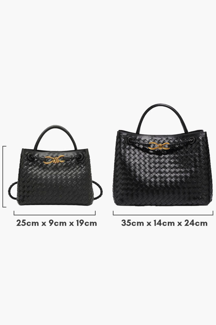 Bolso tejido mujer negro cuero vegano – bolso elegante grande moderno