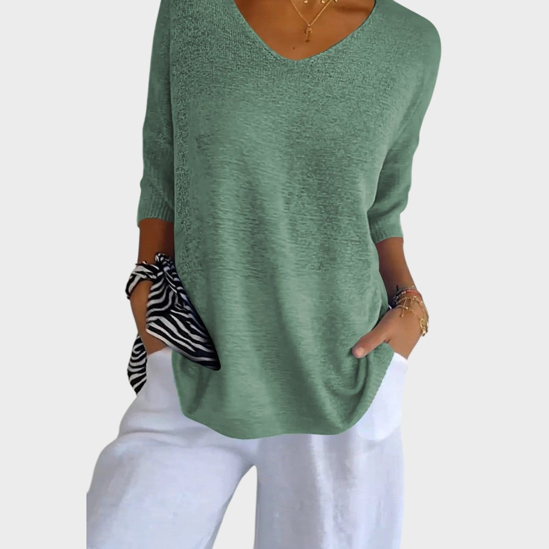 Suéter Mujer Con Escote En V – Jersey Casual Elegante