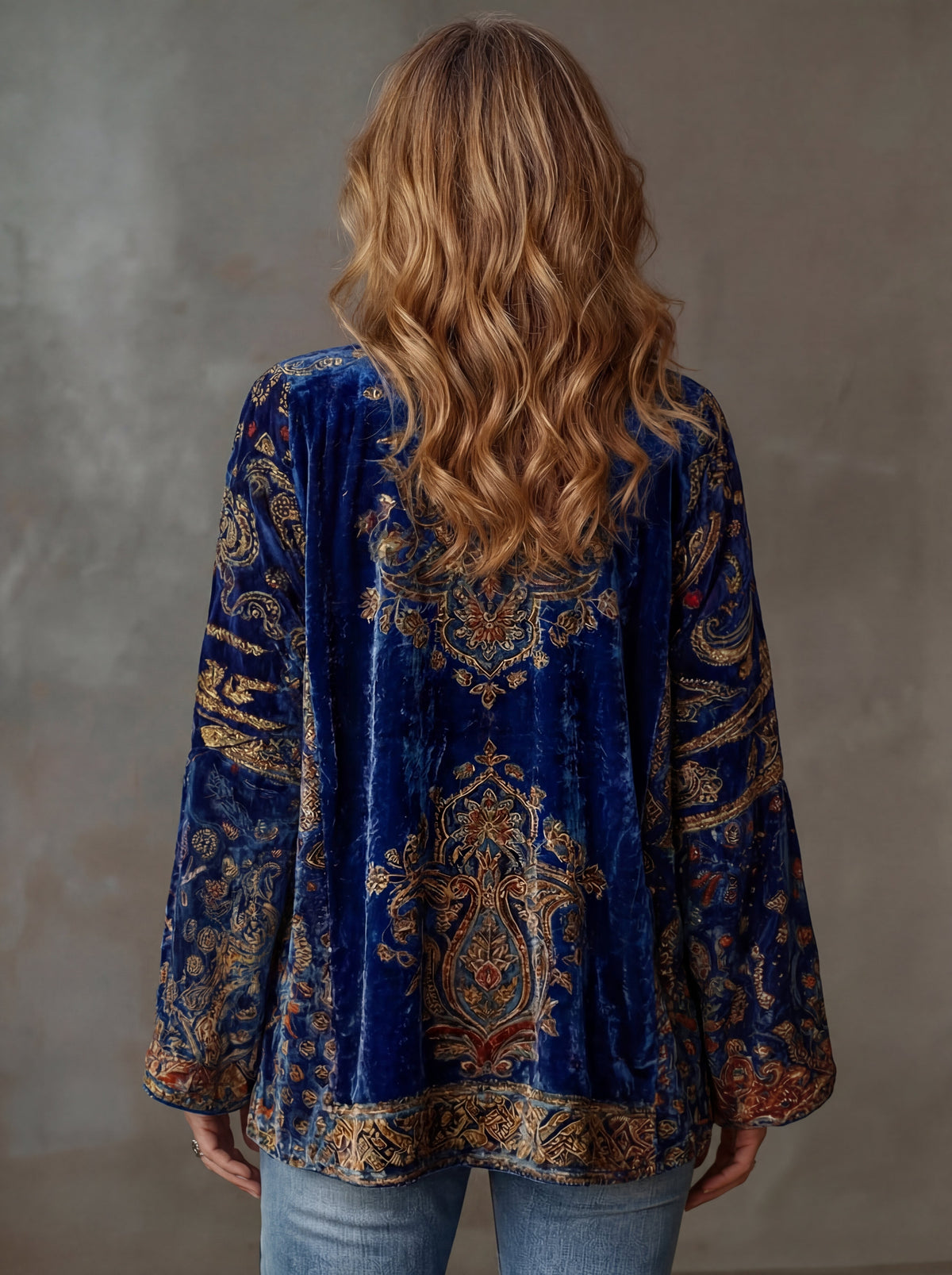 Chaqueta kimono mujer boho bordada – cardigan fluido estilo vintage