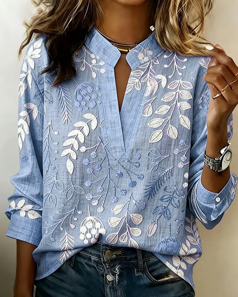 Blusa Floral de Algodón Mujer – Corte Regular Elegante para Verano