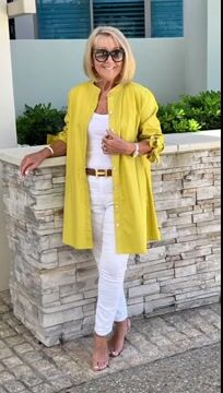 Chaqueta camisa mujer larga algodón elegante