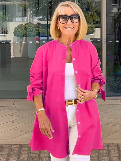 Chaqueta camisa mujer larga algodón elegante