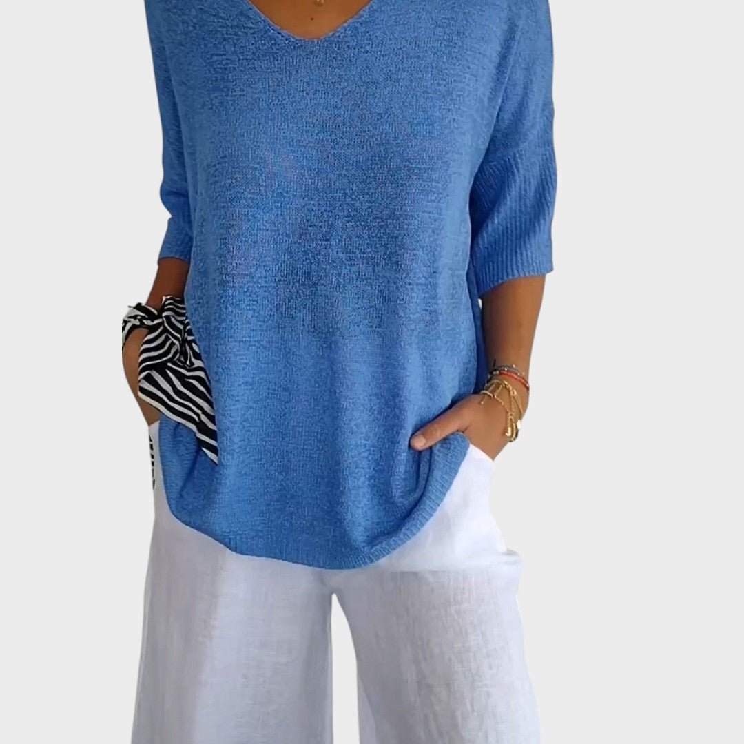 Suéter Mujer Con Escote En V – Jersey Casual Elegante