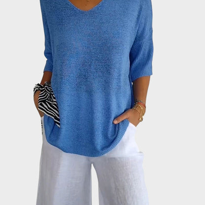 Suéter Mujer Con Escote En V – Jersey Casual Elegante
