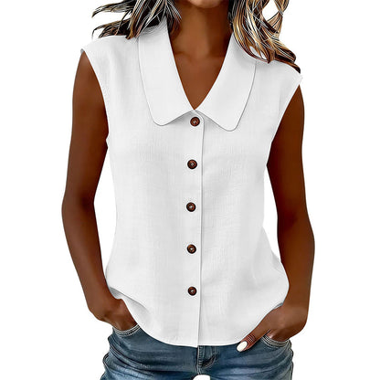 Blusa elegante sin mangas con botones para mujer