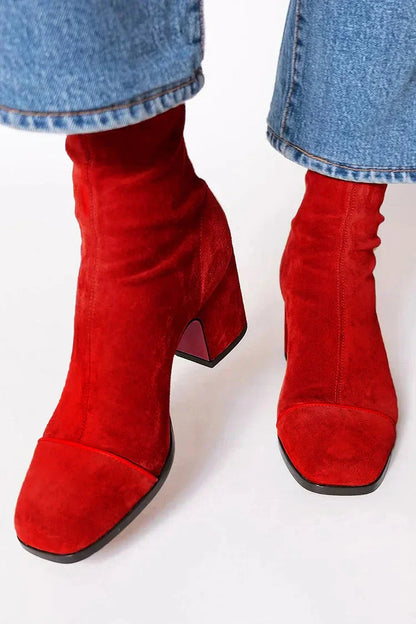 Botas mujer con tacón bajo y diseño elegante – estilo casual cómodo diario