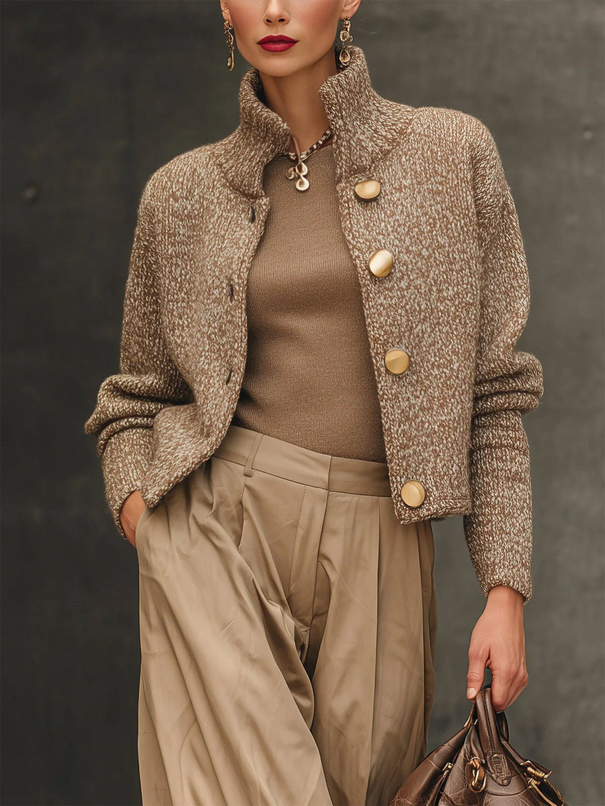 Chaqueta elegante mujer con botones frontales – chaqueta corta estilo moderno