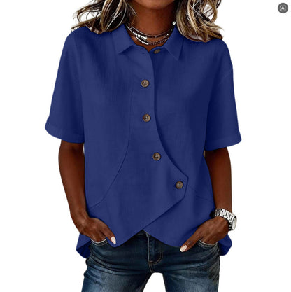 Camisa asimétrica elegante con botones para mujer