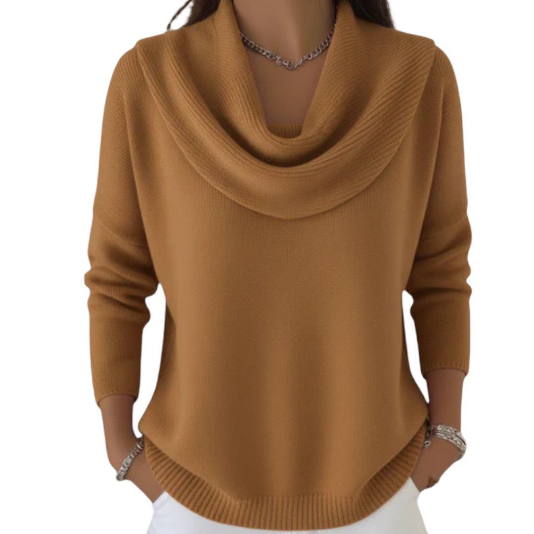Suéter Mujer Con Cuello Drapeado – Jersey Elegante Y Cómodo