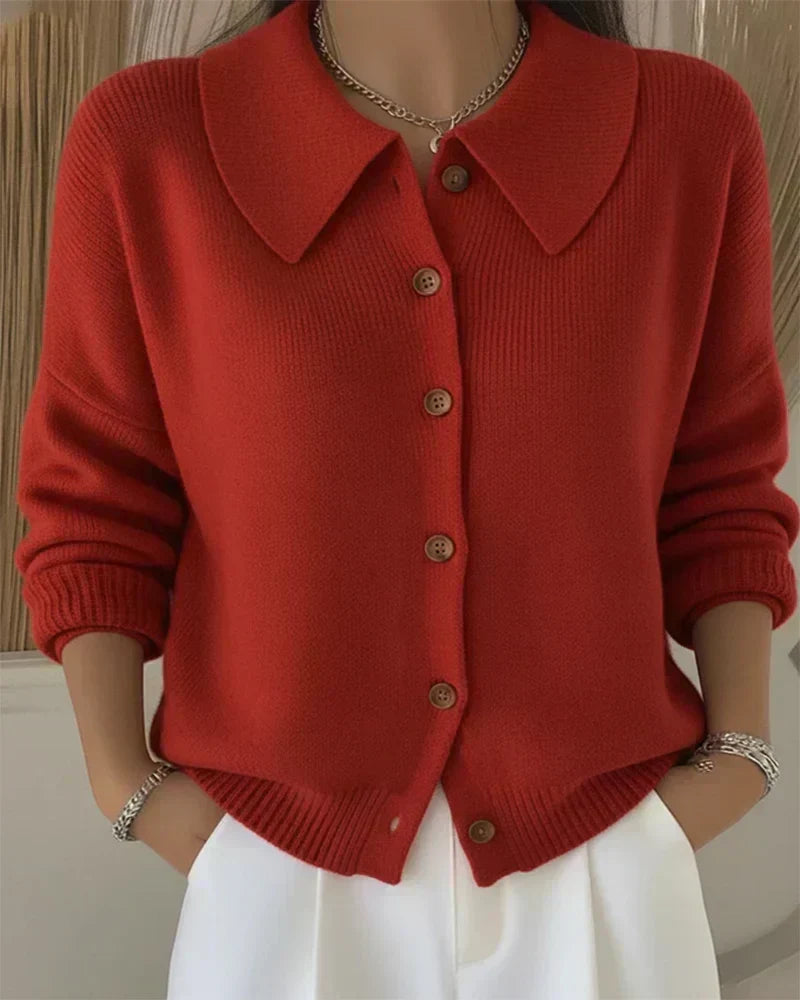 Vespera | Cardigan suave con cuello abotonado
