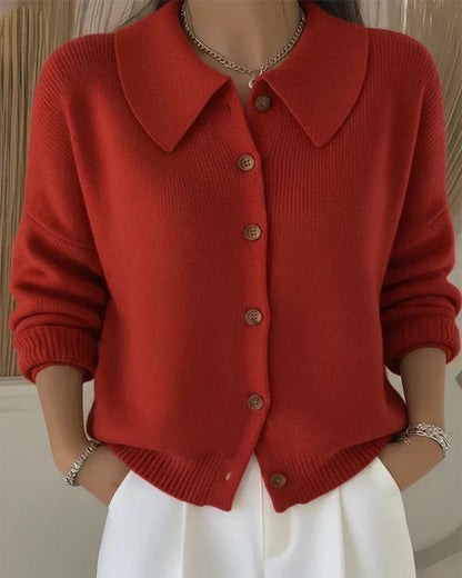 Vespera | Cardigan suave con cuello abotonado