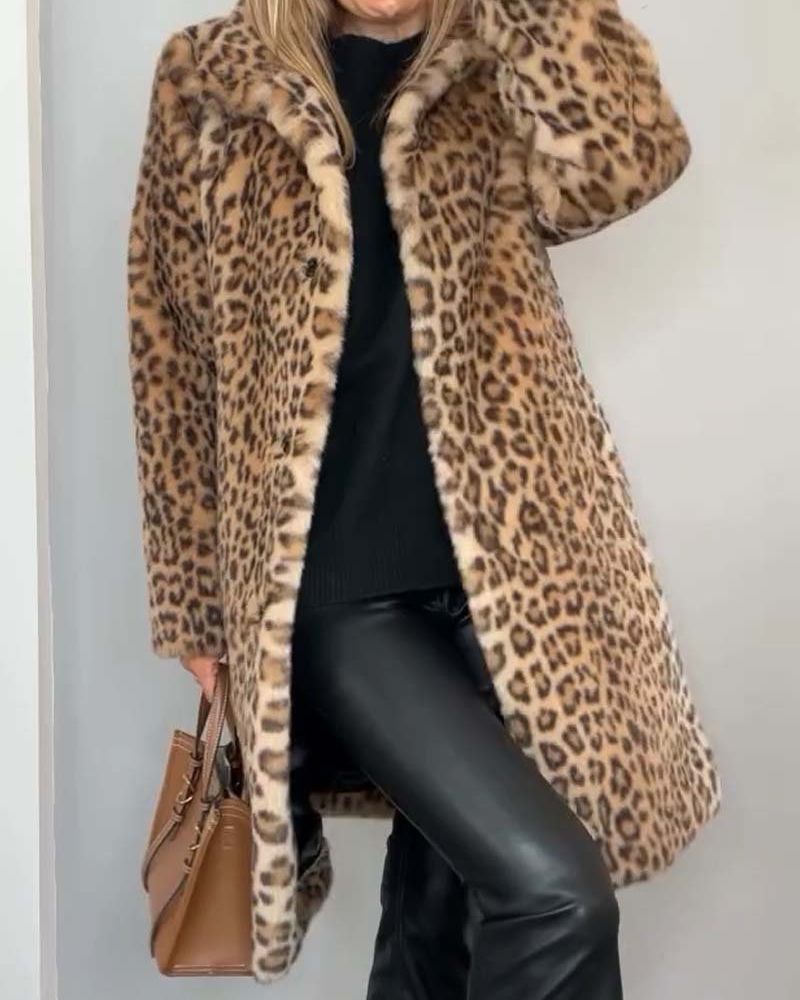 Abrigo leopardo mujer elegante – abrigo largo mujer estilo moderno