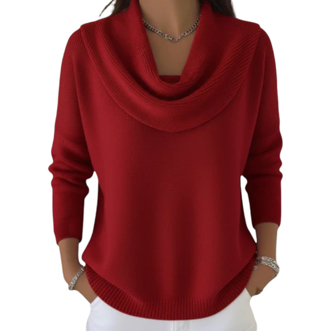 Suéter Mujer Con Cuello Drapeado – Jersey Elegante Y Cómodo