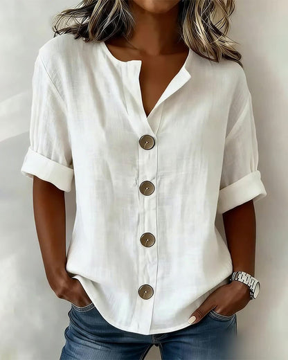 Blusa Mujer Algodón con Botones – Estilo Suelto y Comodidad Diaria