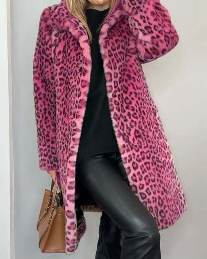Abrigo leopardo mujer elegante – abrigo largo mujer estilo moderno