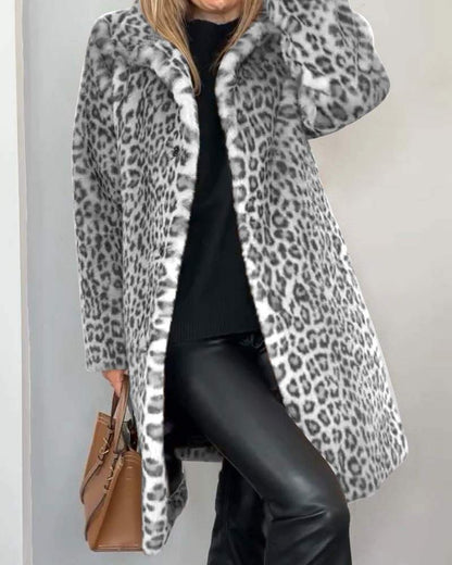 Abrigo leopardo mujer elegante – abrigo largo mujer estilo moderno