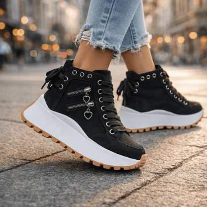 Zapatillas mujer plataforma denim chunky cremalleras urbanas