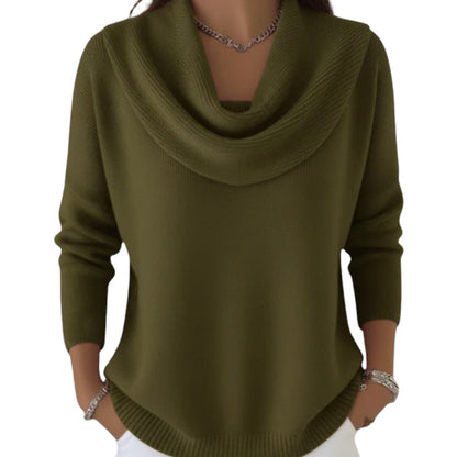 Suéter Mujer Con Cuello Drapeado – Jersey Elegante Y Cómodo