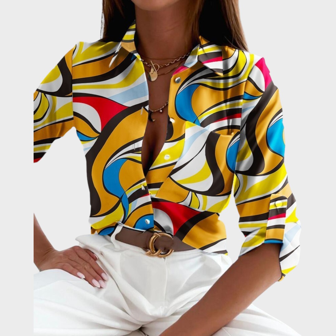 Blusa Mujer Elegante Con Estampado Moderno – Estilo Sofisticado y Versátil