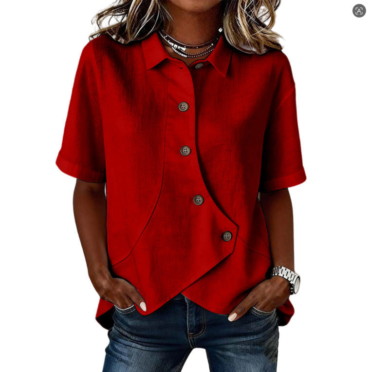 Camisa asimétrica elegante con botones para mujer