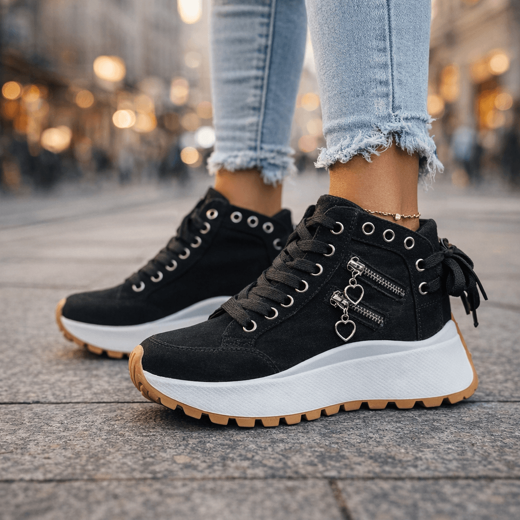 Zapatillas mujer plataforma denim chunky cremalleras urbanas