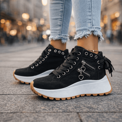 Zapatillas mujer plataforma denim chunky cremalleras urbanas