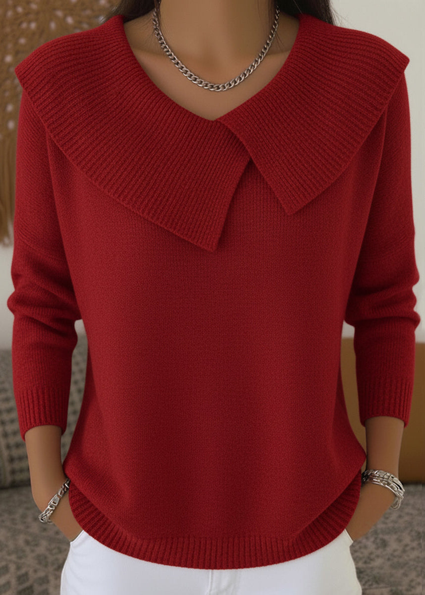 Suéter Mujer Con Cuello Amplio Tipo Solapa – Estilo Elegante y Cálido