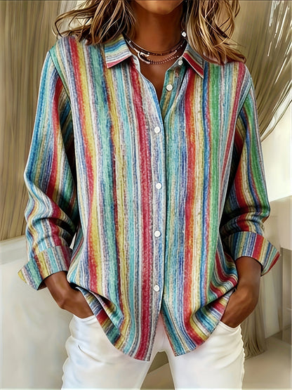 Camisa mujer rayas manga larga – blusa casual elegante ligera