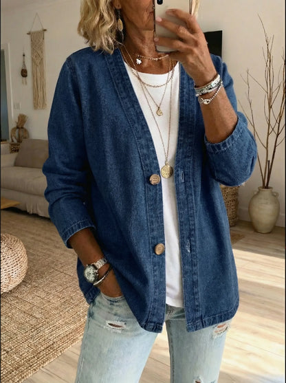 Cárdigan mujer de mezclilla casual – chaqueta ligera moderna