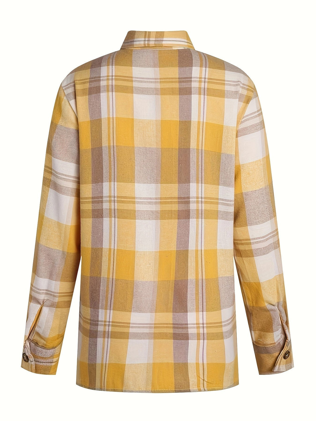 Camisa de poliéster a cuadros con botones para estilo casual