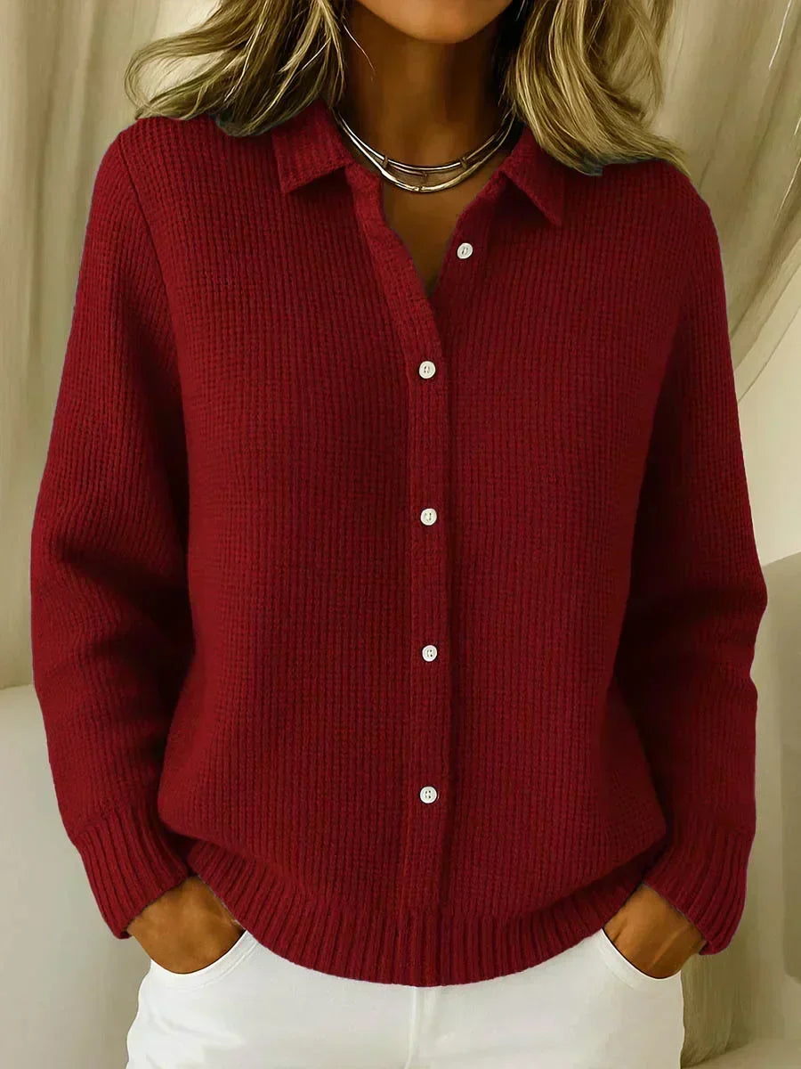 Camille | Cardigan de punto texturizado con botones - Elegancia y comodidad