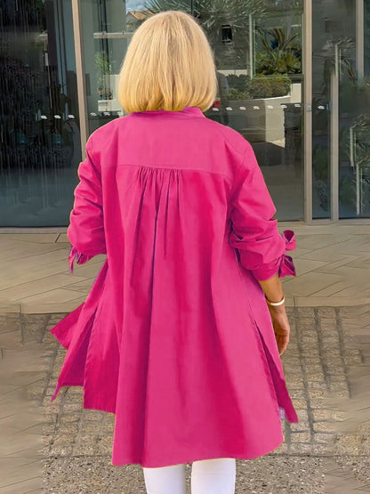 Chaqueta camisa mujer larga algodón elegante