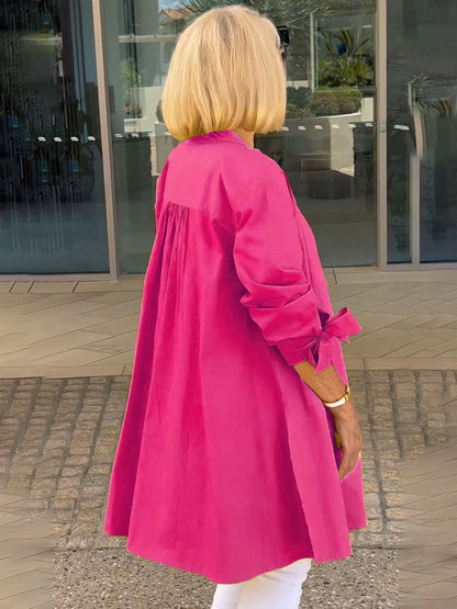 Chaqueta camisa mujer larga algodón elegante