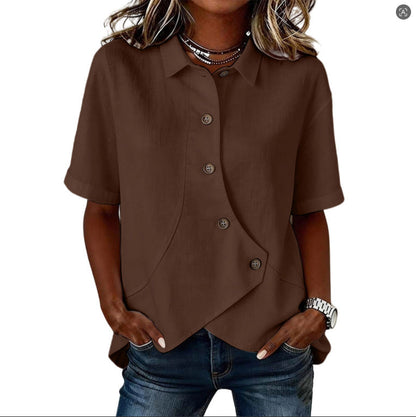 Camisa asimétrica elegante con botones para mujer