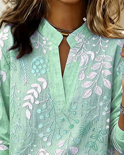 Blusa mujer floral elegante cuello V – ligera y cómoda verano