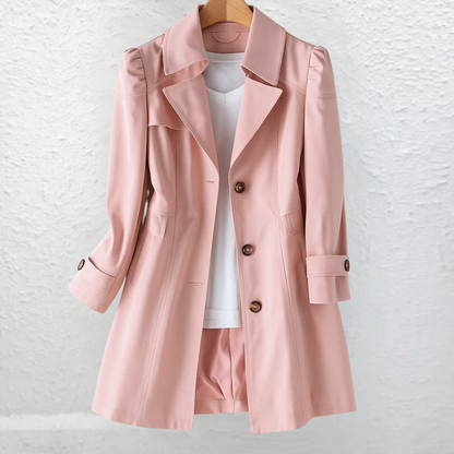 Abrigo trench mujer elegante rosa vintage – ligero y versátil