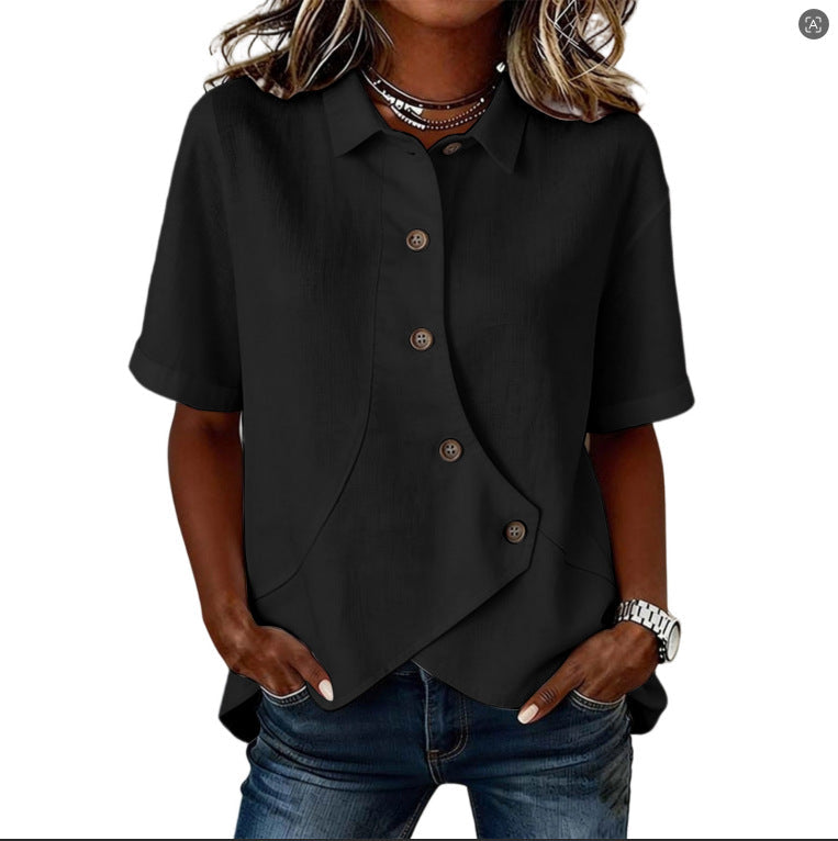 Camisa asimétrica elegante con botones para mujer