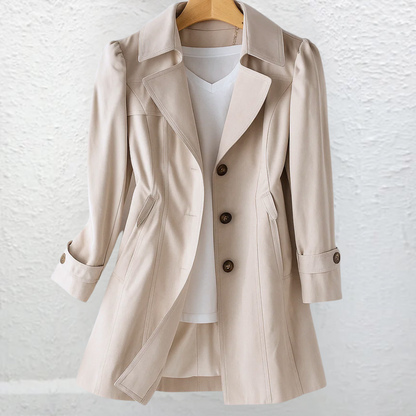 Abrigo trench mujer elegante rosa vintage – ligero y versátil