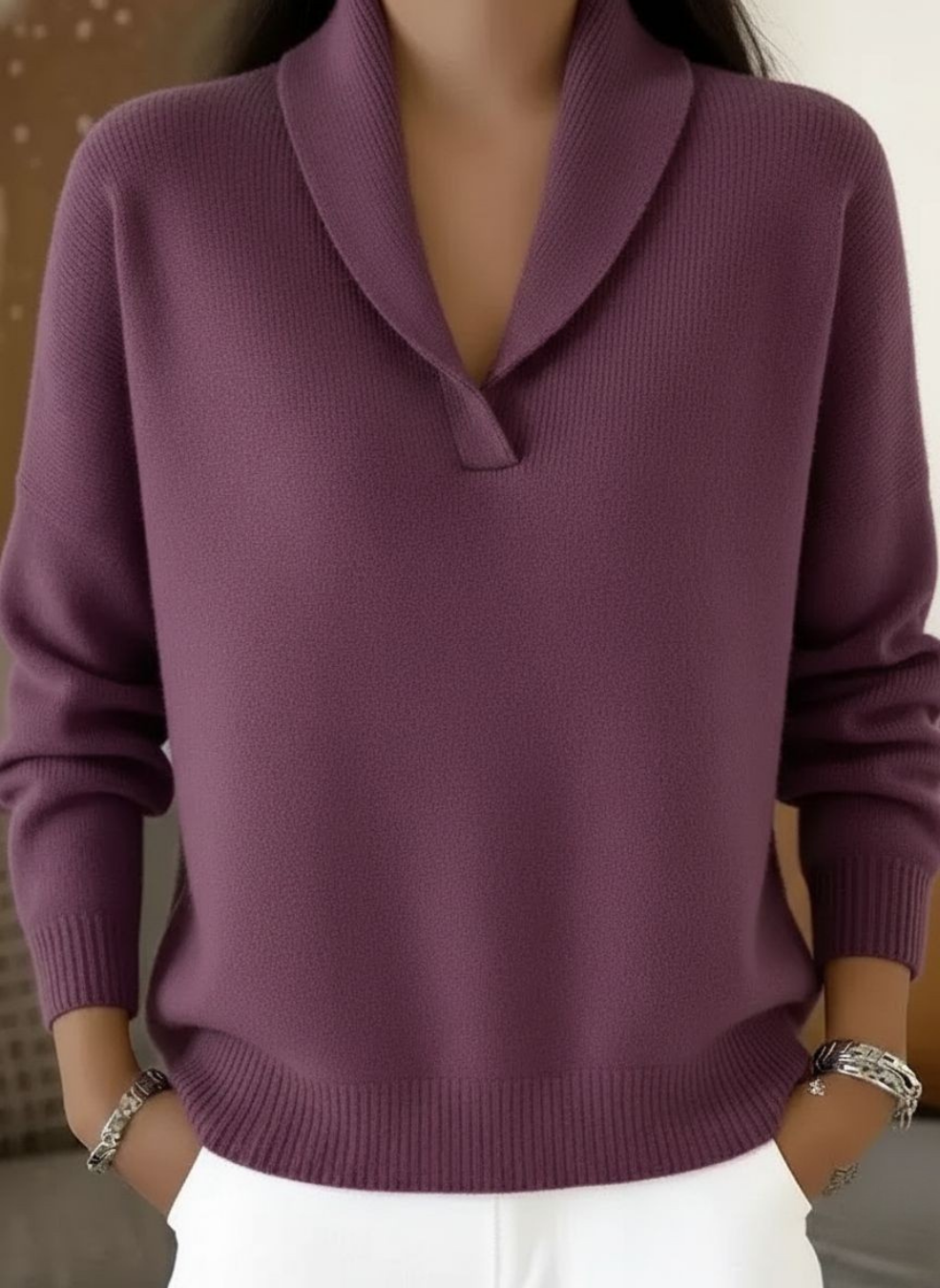 Antonine | Suéter de cuello en V – Elegancia atemporal y comodidad diaria