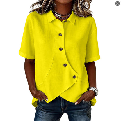 Camisa asimétrica elegante con botones para mujer