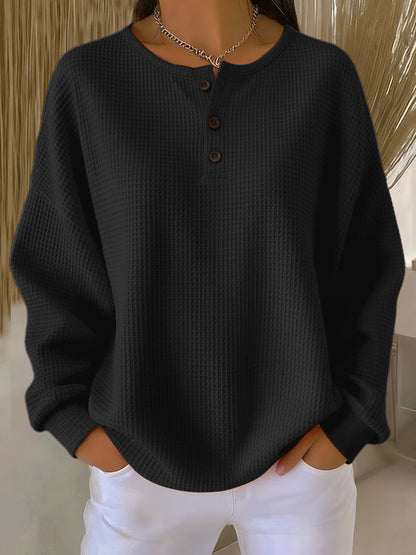 Mirabel | Suéter Henley de felpa suave y cómodo