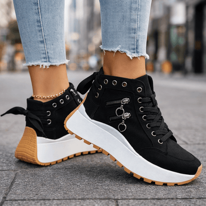 Zapatillas mujer plataforma denim chunky cremalleras urbanas