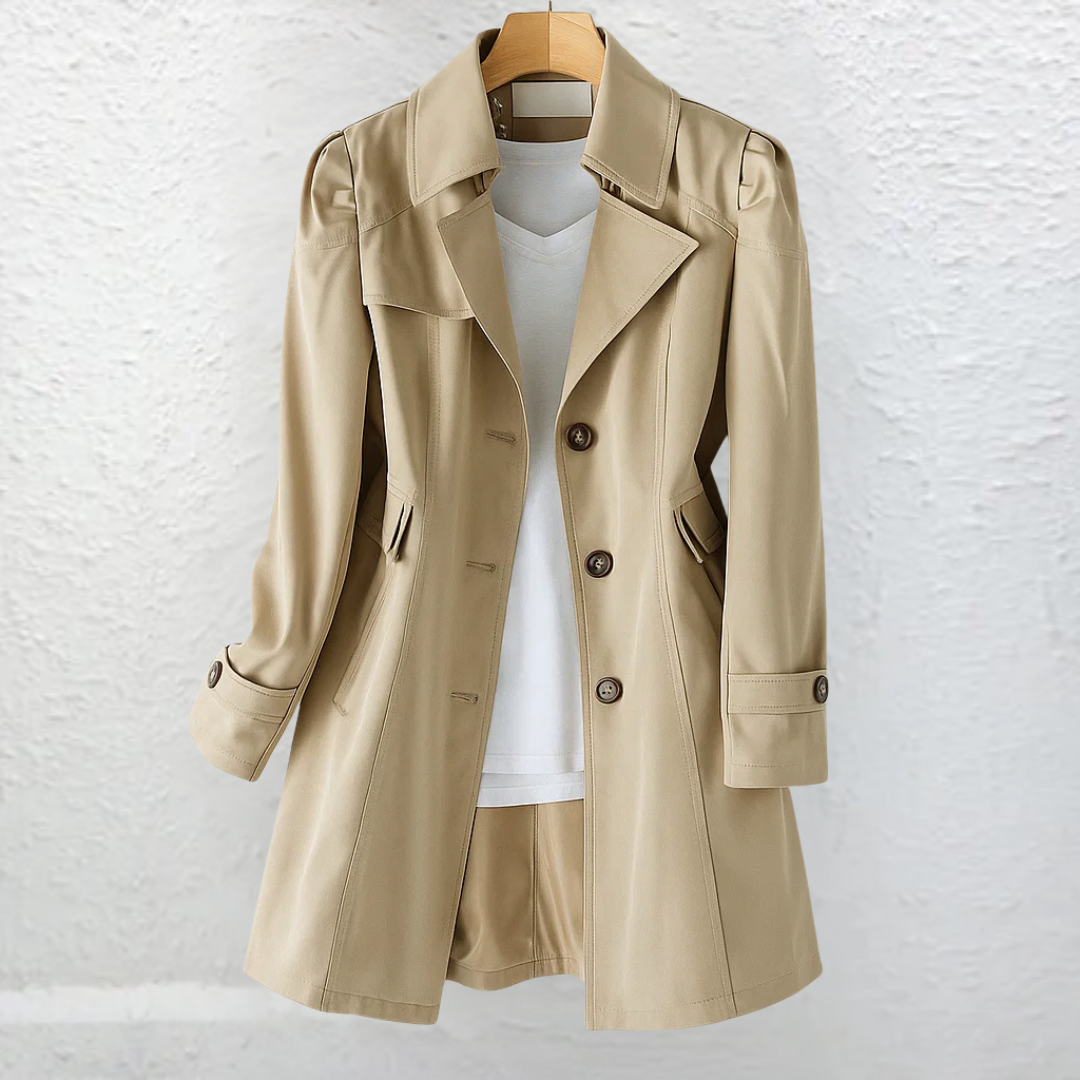 Abrigo trench mujer elegante rosa vintage – ligero y versátil