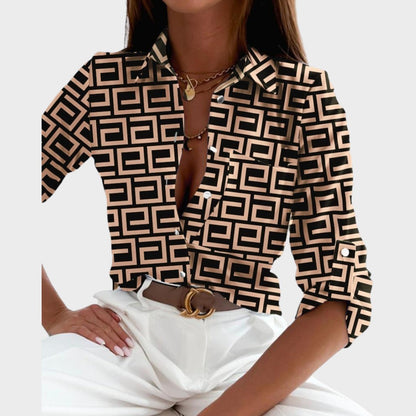 Blusa Mujer Elegante Con Estampado Moderno – Estilo Sofisticado y Versátil