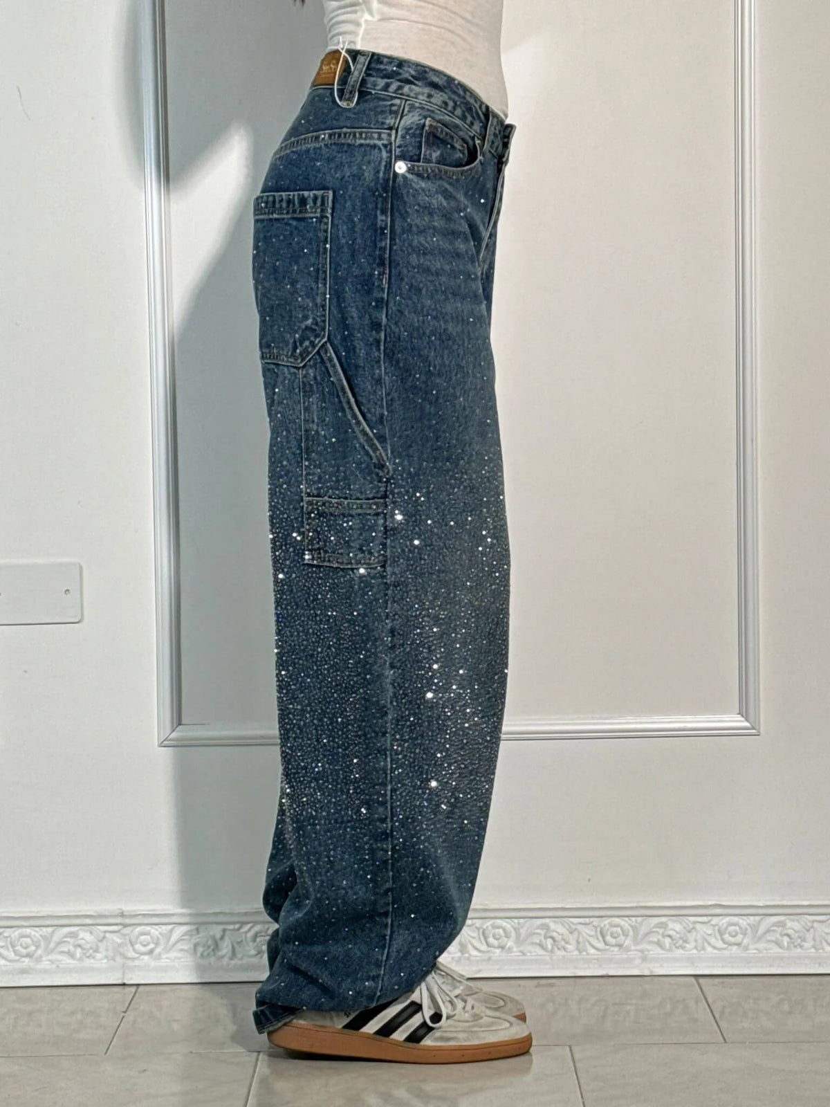Jeans Denim Brillante Efecto Globo