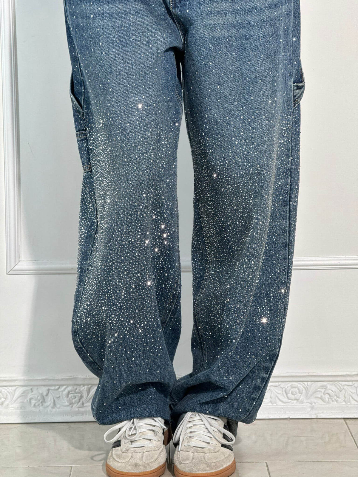 Jeans Denim Brillante Efecto Globo
